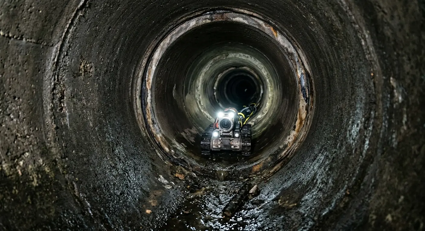 Robotic sewer camera inspecting pipe interior for Sewer Line Repair in Four Corners